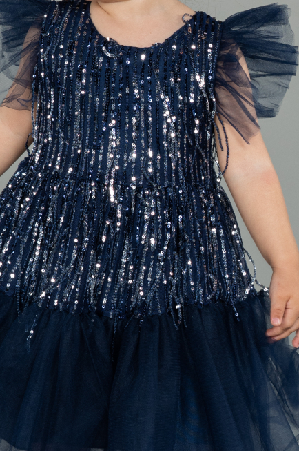 Midi Navy Blue Scaly Girl Dress ABK1718
