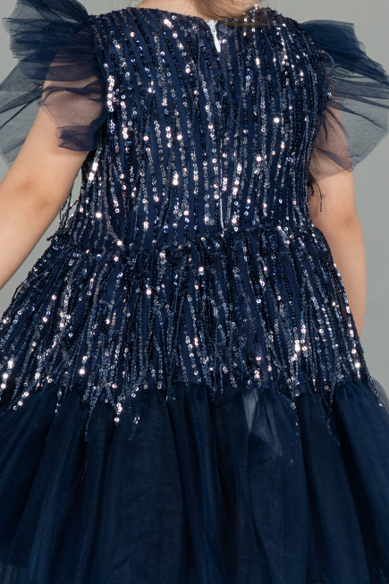 Midi Navy Blue Scaly Girl Dress ABK1718