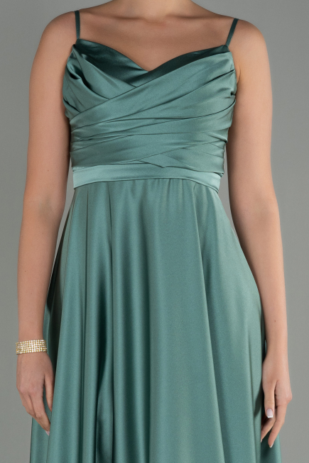 Long Turquoise Satin Evening Dress ABU1601