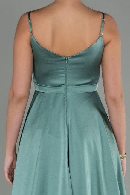 Long Turquoise Satin Evening Dress ABU1601