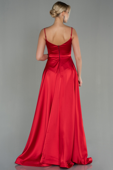 Long Red Satin Evening Dress ABU1601