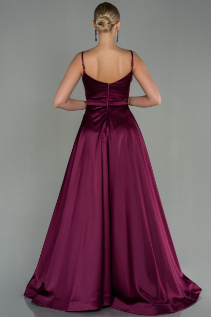 Long Plum Satin Evening Dress ABU1601
