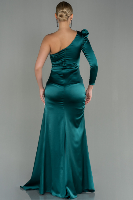 Long Emerald Green Satin Evening Dress ABU2676