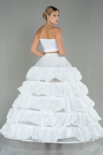 White Tarlatan Evening Dresses ABN06