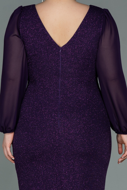 Midi Purple Plus Size Evening Dress ABK1726