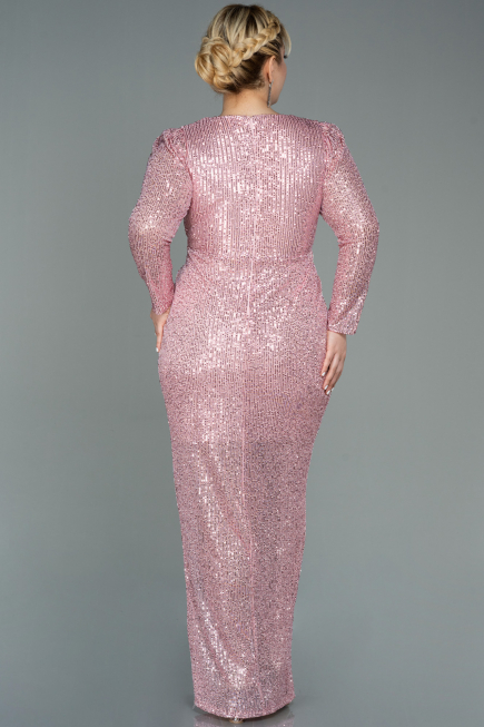 Powder Color Long Scaly Plus Size Evening Dress ABU2878