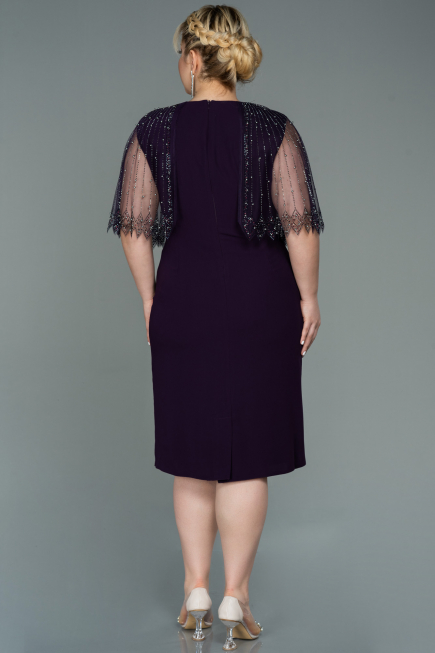 Purple Midi Plus Size Evening Dress ABK1662