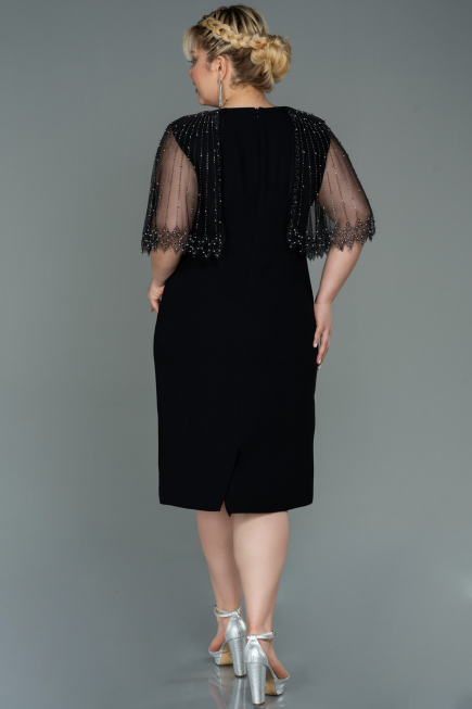 Black Midi Plus Size Evening Dress ABK1662
