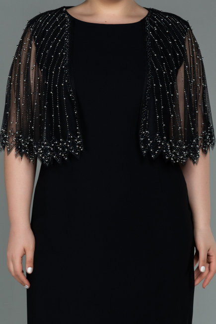Black Midi Plus Size Evening Dress ABK1662