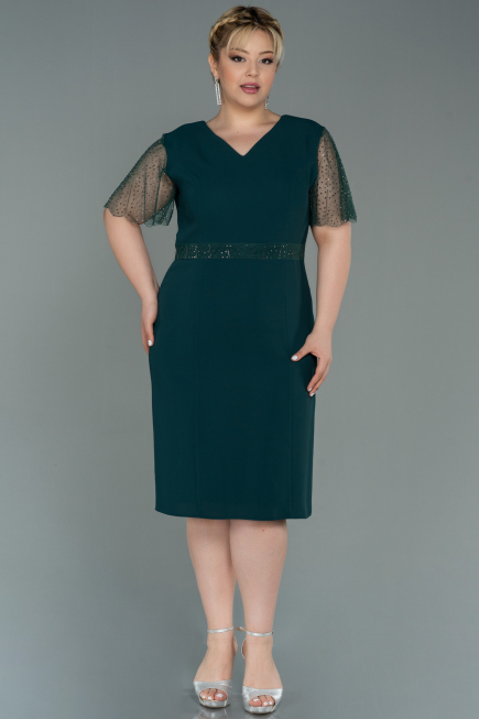 Emerald Green Midi Oversized Evening Dress ABK1338