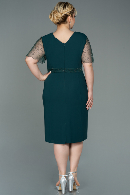 Emerald Green Midi Oversized Evening Dress ABK1338