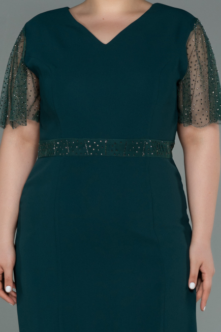 Emerald Green Midi Oversized Evening Dress ABK1338