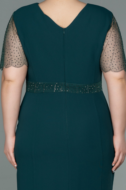 Emerald Green Midi Oversized Evening Dress ABK1338