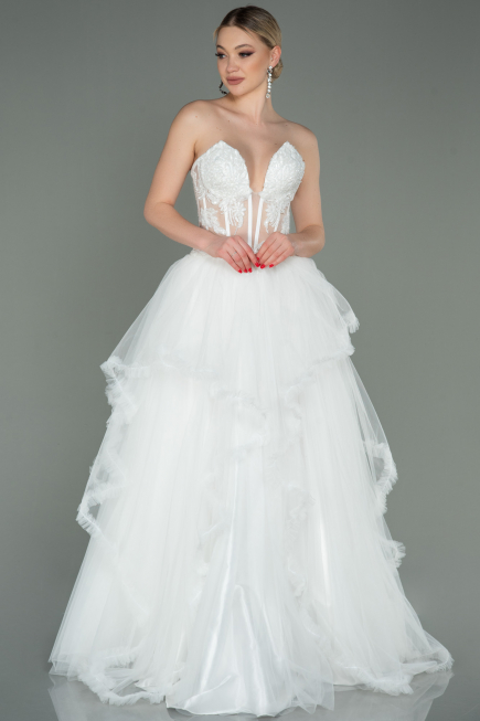 Long White Evening Dress ABU3082