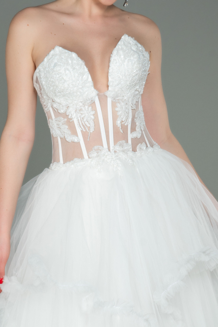 Long White Evening Dress ABU3082