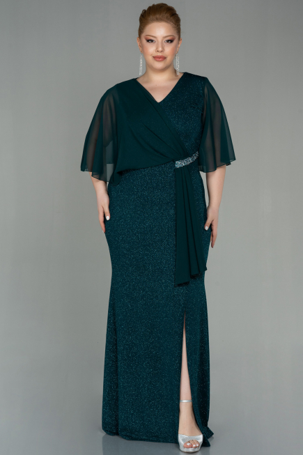 Long Emerald Green Plus Size Evening Dress ABU2857