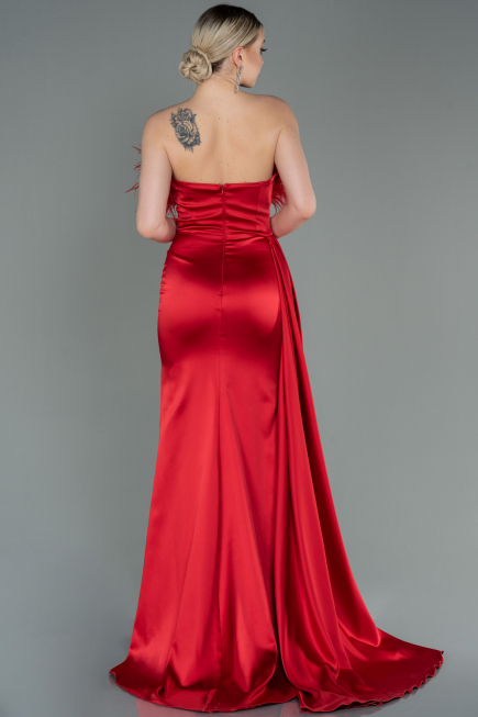 Long Red Satin Evening Dress ABU3091