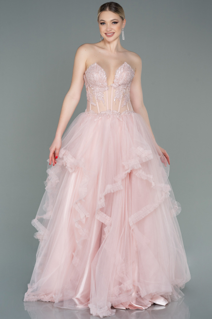 Long Powder Color Evening Dress ABU3082