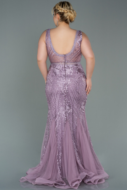 Satin 2 Piece Long Dresses with Pocket Lavender Plus Size