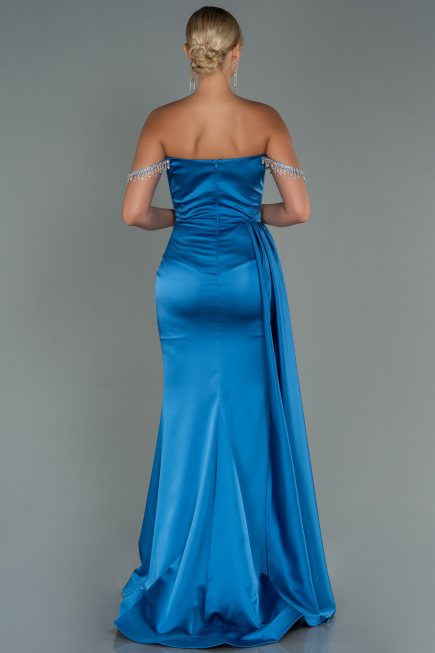 Indigo Long Satin Evening Dress ABU2618