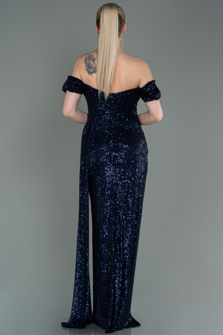Long Navy Blue Scaly Evening Dress ABU2987