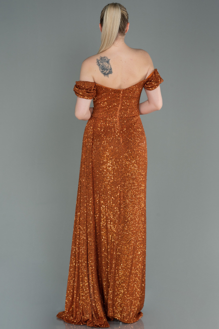 Long Light Brown Scaly Evening Dress ABU2987
