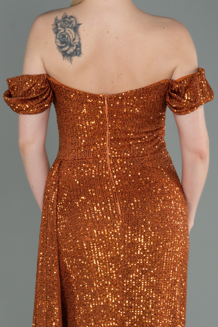 Long Light Brown Scaly Evening Dress ABU2987