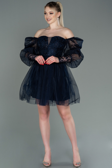 Short Navy Blue Invitation Dress ABK1745