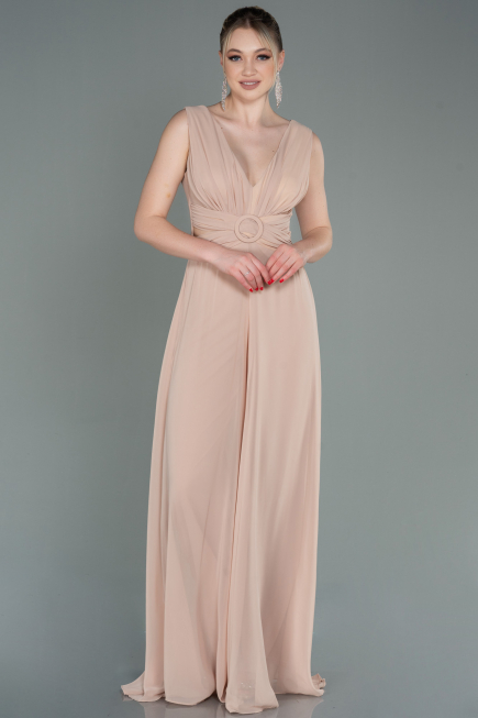 Beige Chiffon Invitation Dress ABT075