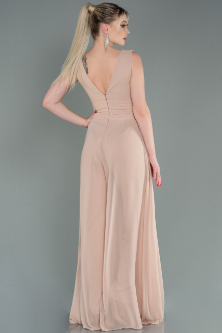 Beige Chiffon Invitation Dress ABT075