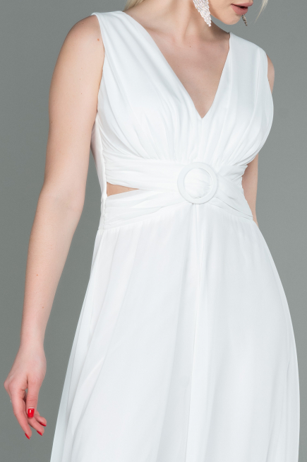 White Chiffon Invitation Dress ABT075