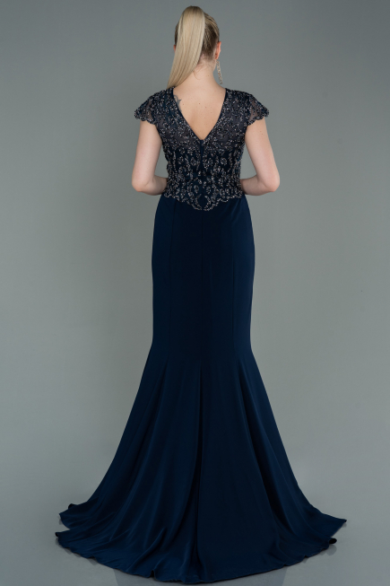 Long Navy Blue Mermaid Prom Dress ABU3102