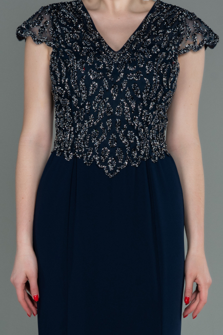 Long Navy Blue Mermaid Prom Dress ABU3102