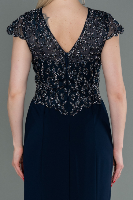 Long Navy Blue Mermaid Prom Dress ABU3102