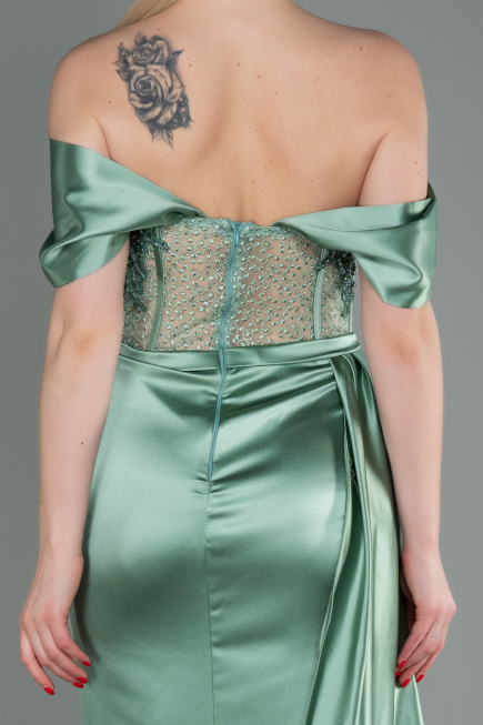 Turquoise Long Satin Evening Dress ABU2087