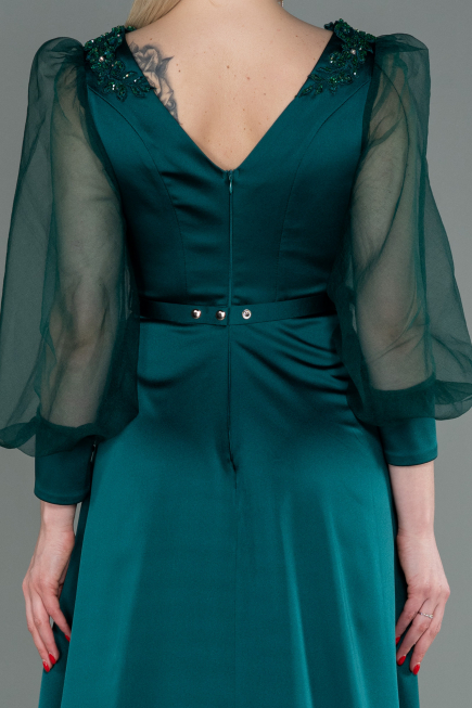 Long Emerald Green Satin Evening Dress ABU2830
