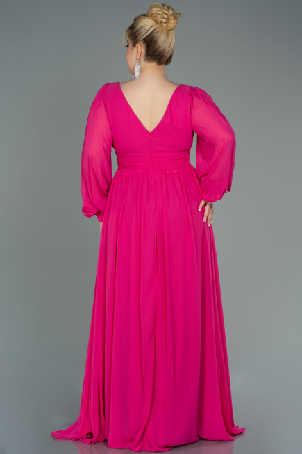 Fuchsia Long Chiffon Oversized Evening Dress ABU1988