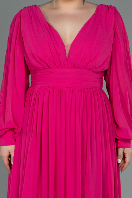Fuchsia Long Chiffon Oversized Evening Dress ABU1988