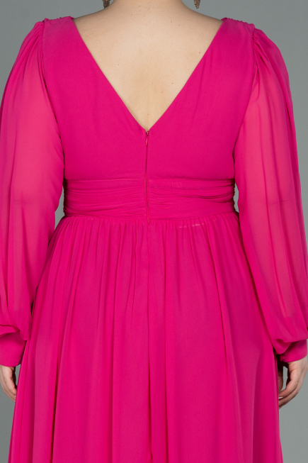 Fuchsia Long Chiffon Oversized Evening Dress ABU1988