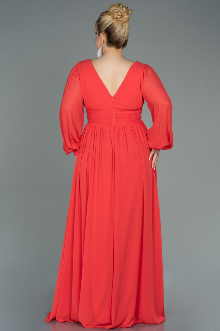 Orange Long Chiffon Oversized Evening Dress ABU1988