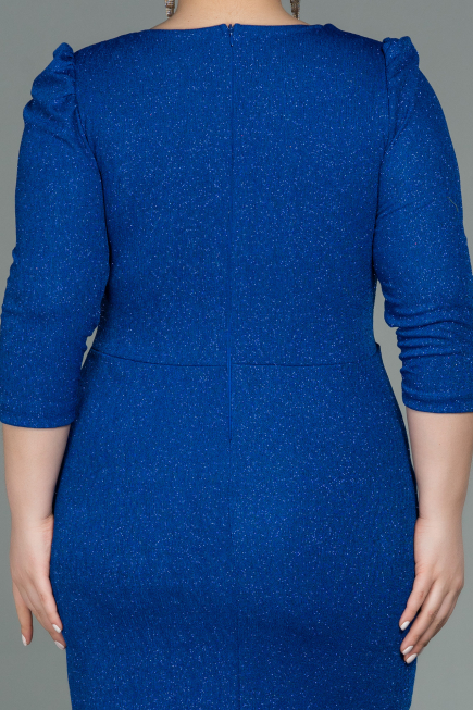 Sax Blue Short Oversized Evening Dress ABK1246