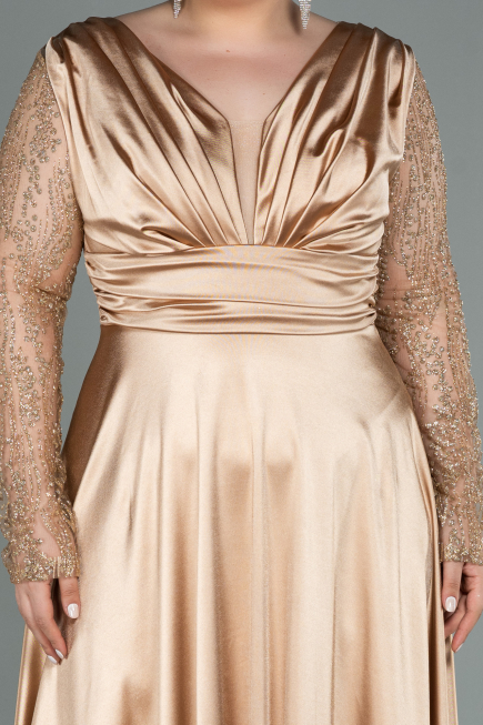 Gold Long Satin Oversized Evening Dress ABU2641