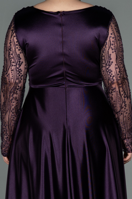 Dark Purple Long Satin Oversized Evening Dress ABU2641