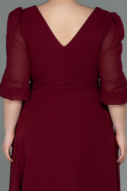 Burgundy Midi Chiffon Oversized Evening Dress ABK1083