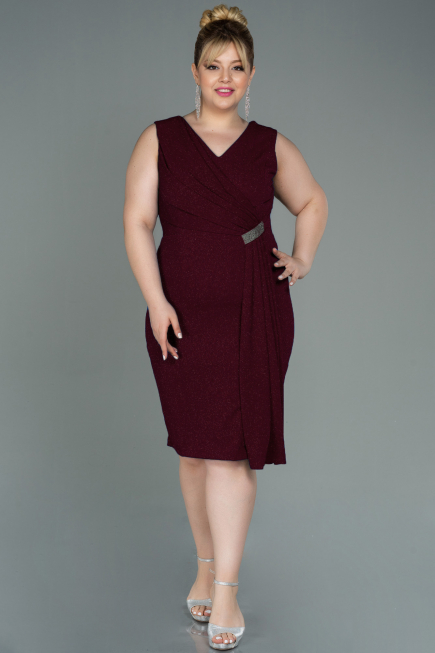 Midi Burgundy Oversized Evening Dress ABK1752