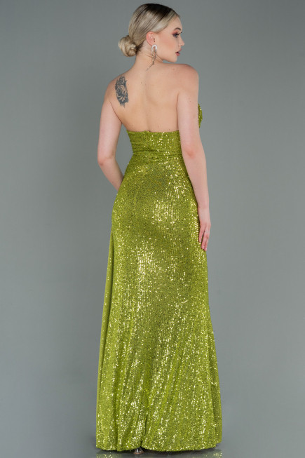 Long Pistachio Green Scaly Evening Dress ABU3134
