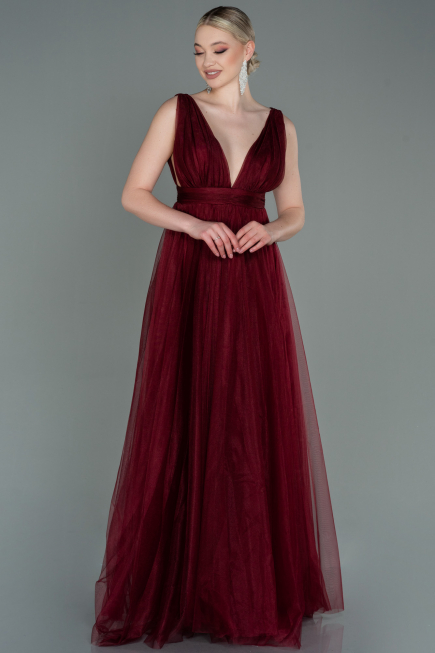 Long Burgundy Prom Gown ABU3135