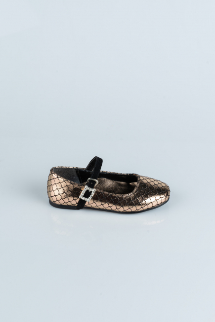 Bronze Patterned Kids Shoe HR184