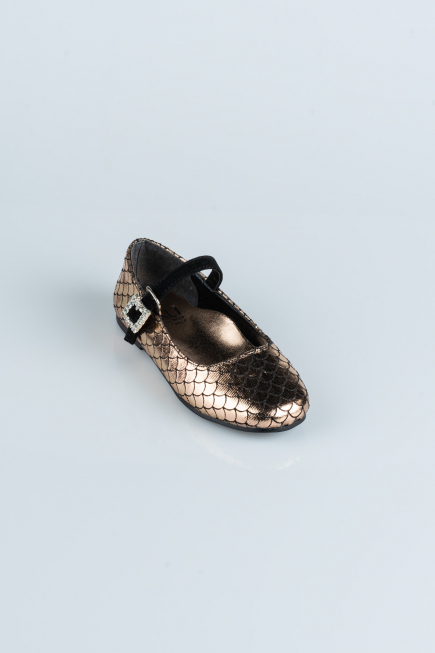 Bronze Patterned Kids Shoe HR184