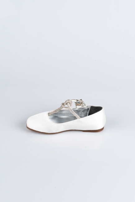 White Satin Kids Shoe HR185